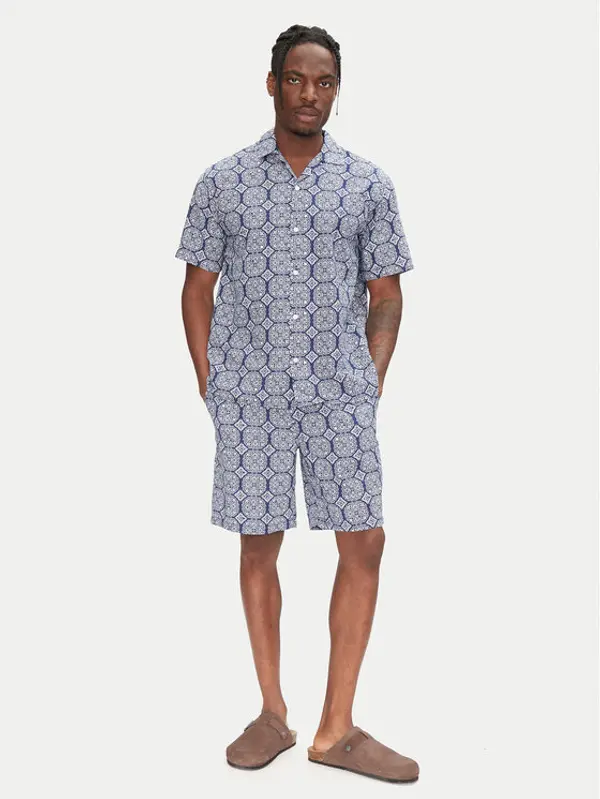 jack & jones Jack & Jones Set košulja i tekstilne kratke hlače Seersucker 12284648 Plava Relaxed Fit