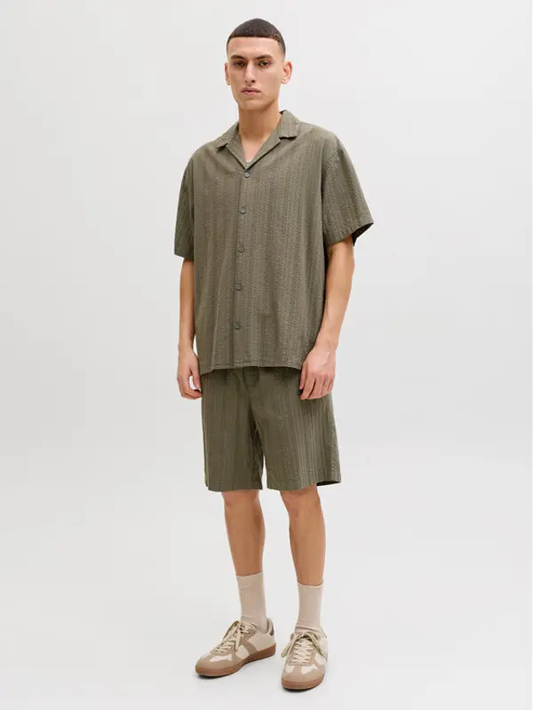 jack & jones Jack & Jones Set košulja i tekstilne kratke hlače Tyson 12297649 Zelena Relaxed Fit