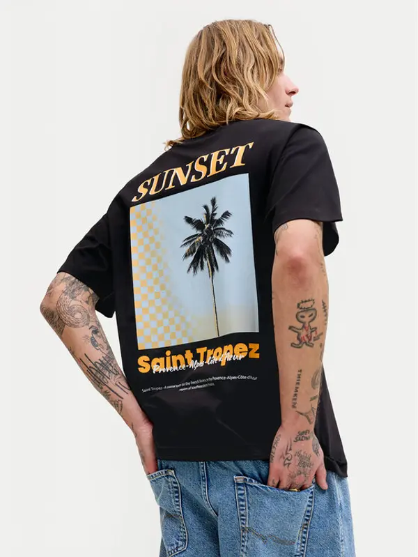 jack & jones Jack & Jones T-shirt City Photoprint 12288353 Crna Regular Fit