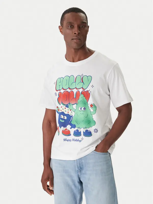 jack & jones Jack & Jones T-shirt Holiday Cartoon 12287550 Bijela Relaxed Fit