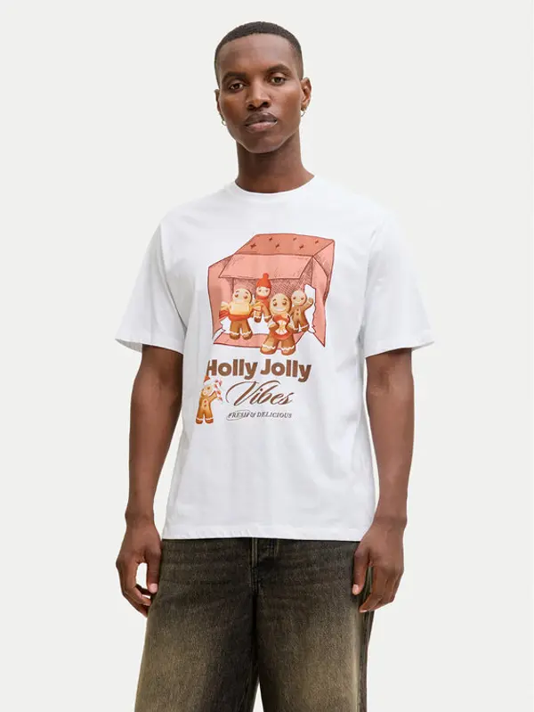 jack & jones Jack & Jones T-shirt Holiday Cartoon 12287550 Bijela Relaxed Fit