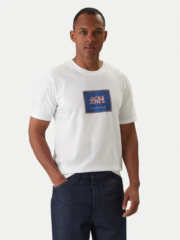 jack & jones Jack & Jones T-shirt Jjrain Tee Ss Crew Neck 12288097 Bijela Regular Fit