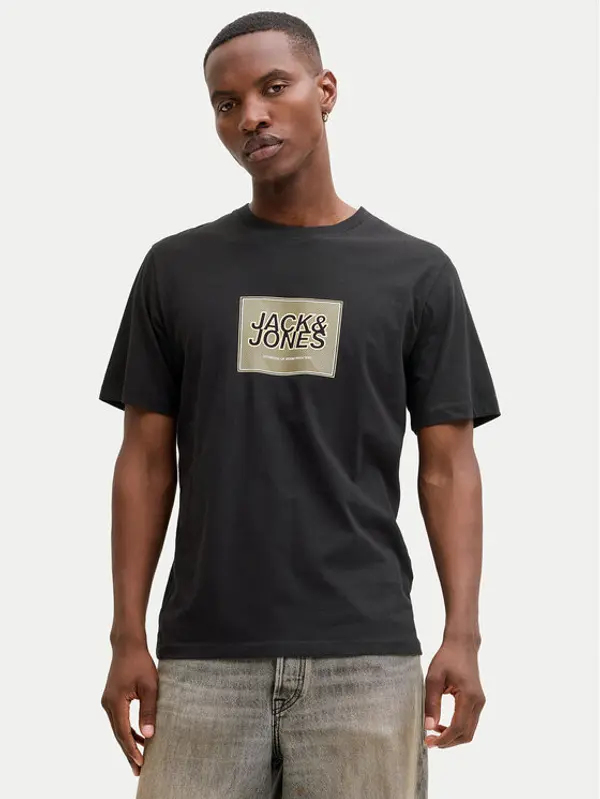 jack & jones Jack & Jones T-shirt Jjrain Tee Ss Crew Neck 12288097 Crna Regular Fit
