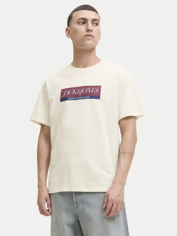 jack & jones Jack & Jones T-shirt Rinwood 12283628 Écru Regular Fit