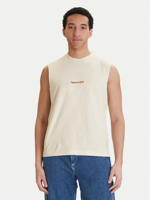 jack & jones Jack & Jones Tank top Norrebro Emb 12292009 Écru Regular Fit