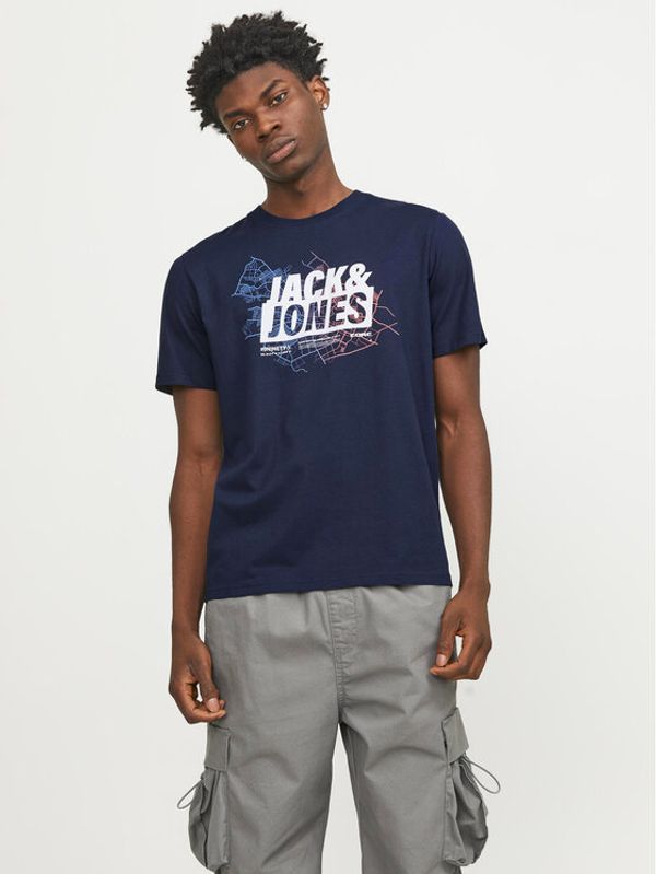 Jack&Jones Jack&Jones T-shirt Map Logo 12252376 Tamnoplava Standard Fit