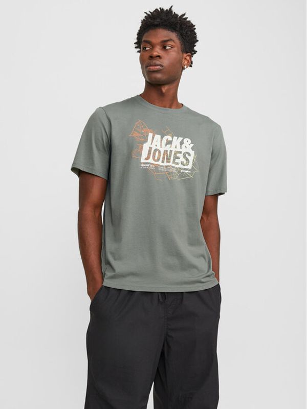 Jack&Jones Jack&Jones T-shirt Map Logo 12252376 Zelena Standard Fit