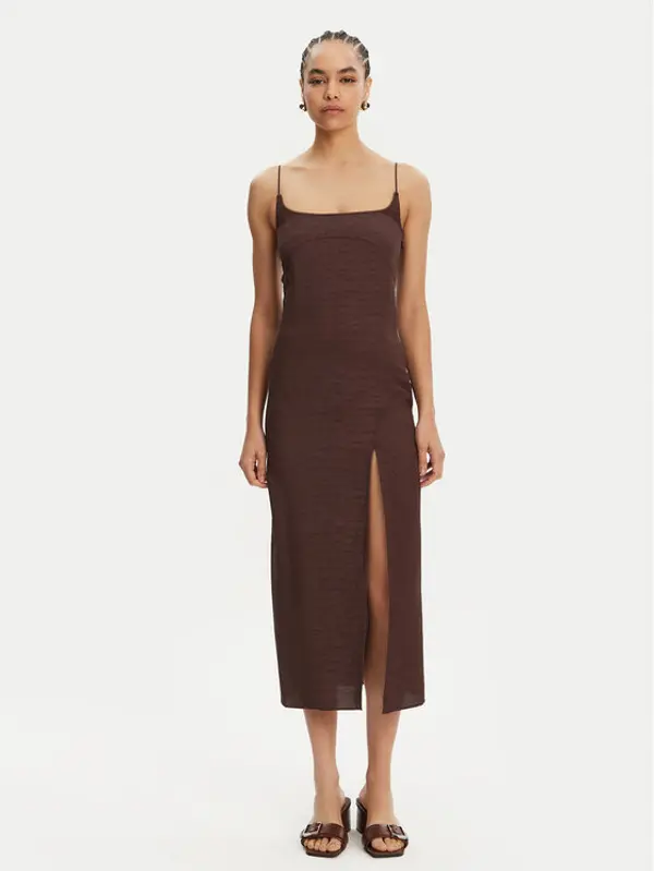 JACQUEMUS JACQUEMUS Koktel haljina 25E251DR100-1713 Smeđa Regular Fit