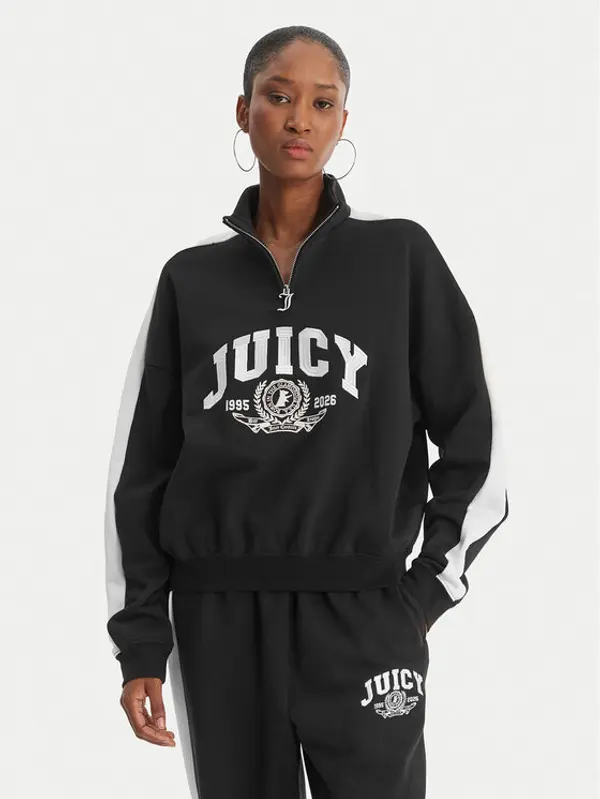 Juicy Couture Juicy Couture Majica dugih rukava College JCSAS126401 Crna Relaxed Fit