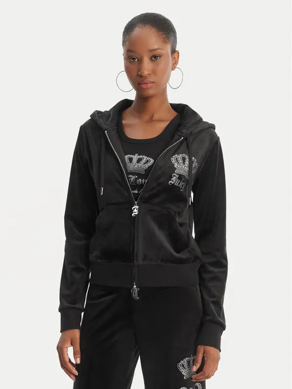 Juicy Couture Juicy Couture Majica dugih rukava Gothic Crown JCBAS126805 Crna Slim Fit