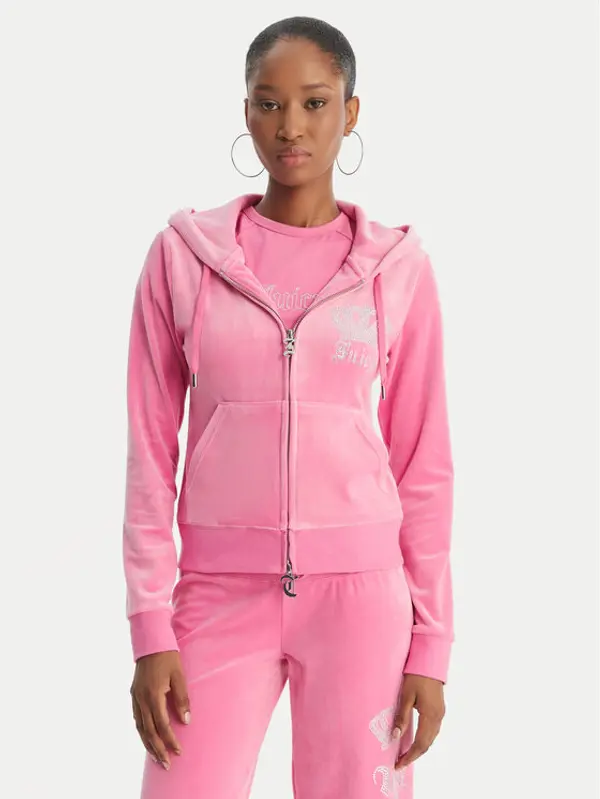 Juicy Couture Juicy Couture Majica dugih rukava Gothic Crown JCBAS126805 Ružičasta Slim Fit