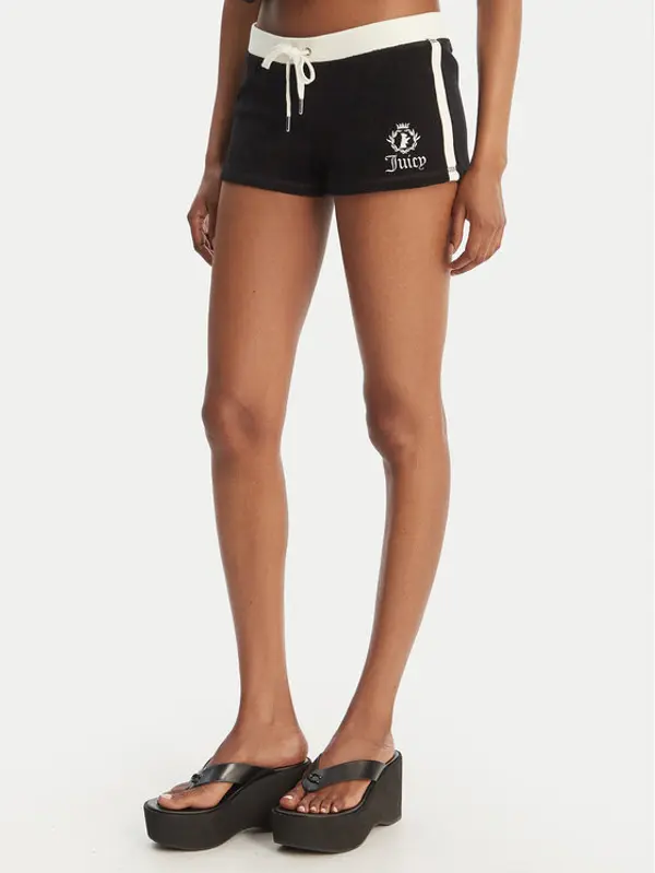 Juicy Couture Juicy Couture Sportske kratke hlače Applique Terry JCWHS126315 Crna Slim Fit