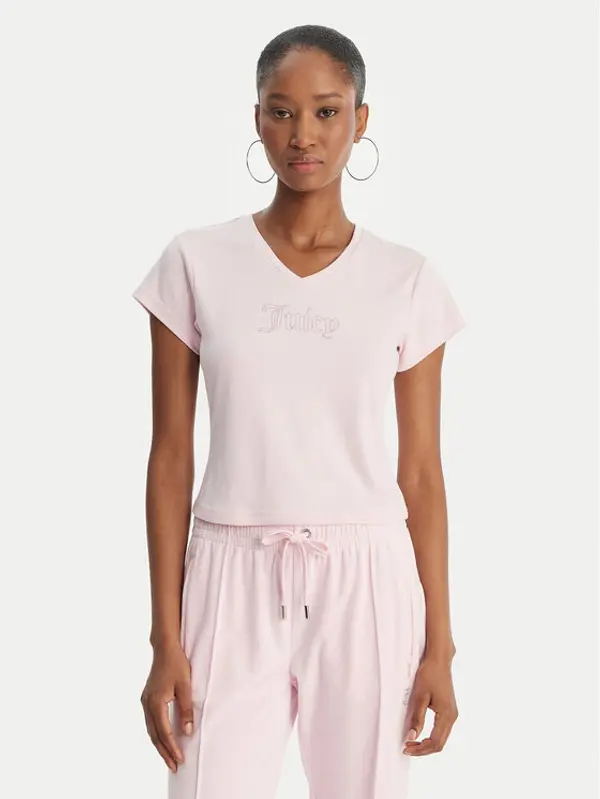 Juicy Couture Juicy Couture T-shirt Capped JCWCT126318 Ružičasta Slim Fit