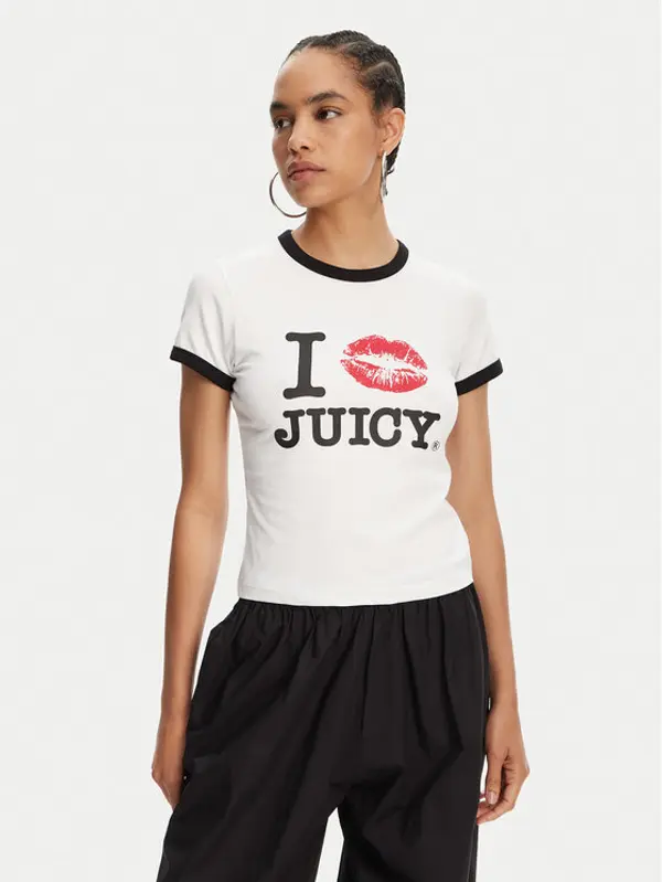 Juicy Couture Juicy Couture T-shirt I Kiss JCWCT125318 Bijela Slim Fit