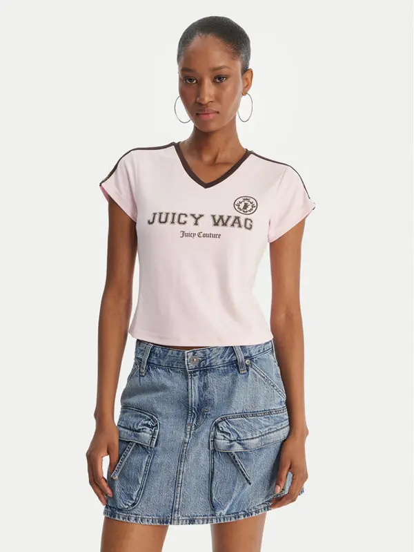 Juicy Couture Juicy Couture T-shirt Juicy Wag JCWCT126319 Ružičasta Slim Fit