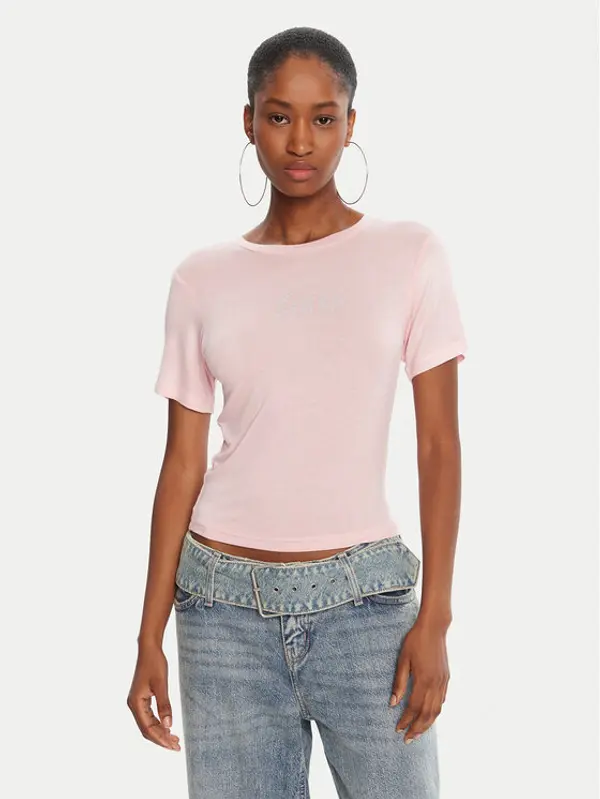 Juicy Couture Juicy Couture T-shirt Sheer JCWCT225301 Ružičasta Slim Fit