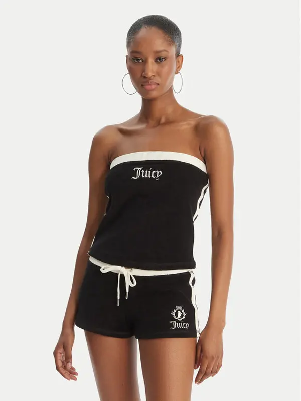 Juicy Couture Juicy Couture Top Applique Terry JCWSC126314 Crna Slim Fit