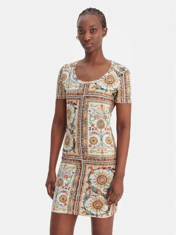 Just Cavalli Just Cavalli Haljina za svaki dan 80PAOE02 CJ112 Bež Slim Fit