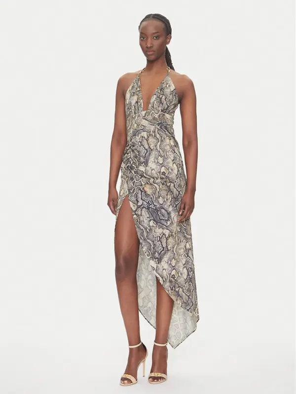 Just Cavalli Just Cavalli Koktel haljina 78PAO932 Bež Slim Fit