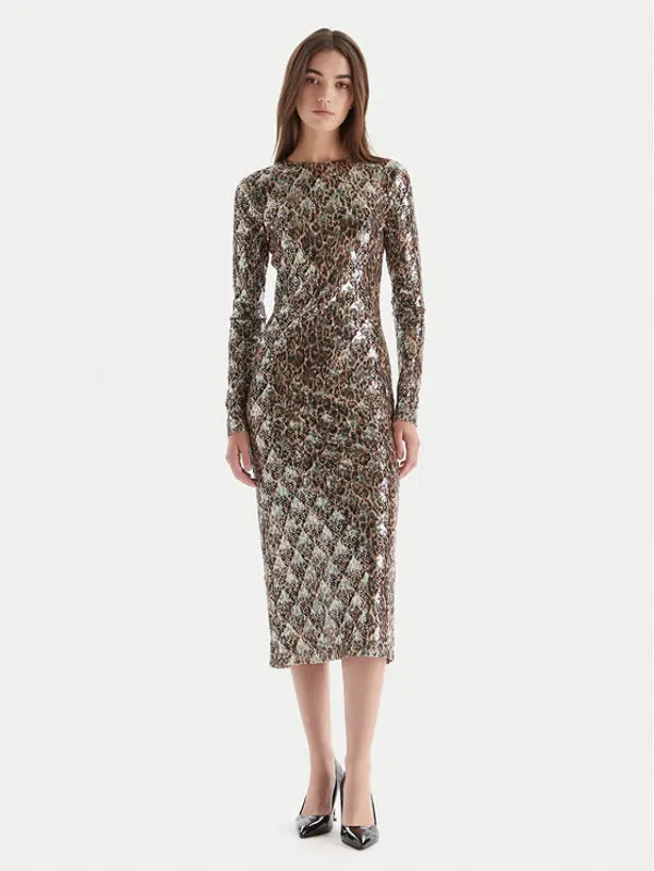 Just Cavalli Just Cavalli Koktel haljina 79PAO953 JS528 Bež Slim Fit