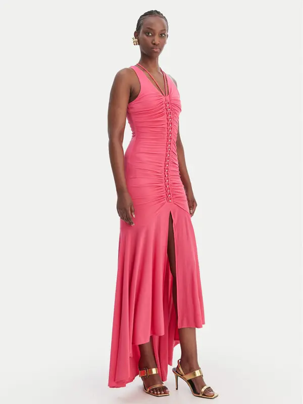 Just Cavalli Just Cavalli Koktel haljina 80PAOB01 CJB04 Ružičasta Slim Fit