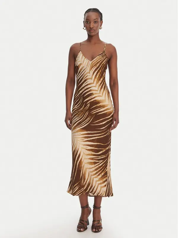 Just Cavalli Just Cavalli Ljetna haljina 80PAO925 NS819 Bež Slim Fit