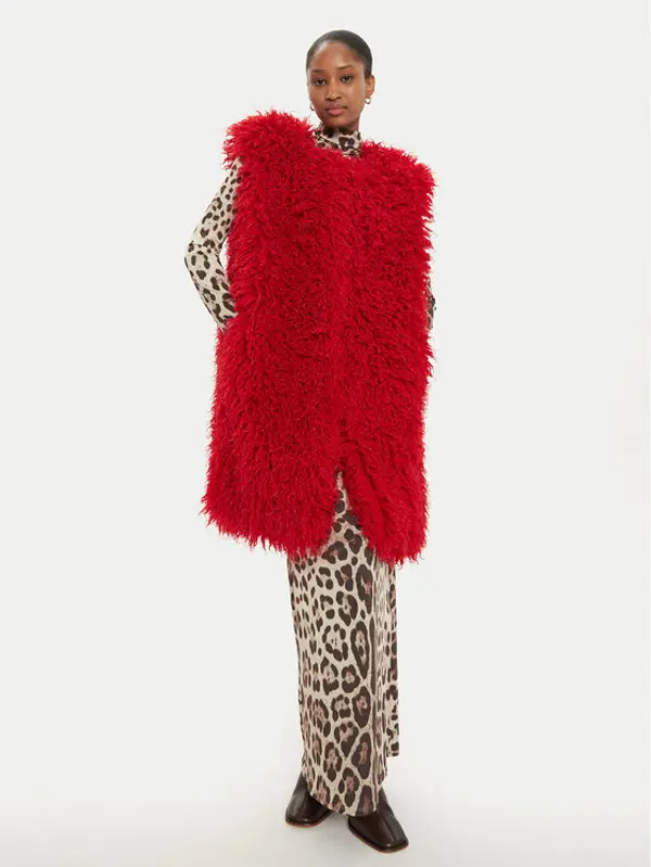 Just Cavalli Just Cavalli Prsluk 77PAS428 Crvena Loose Fit
