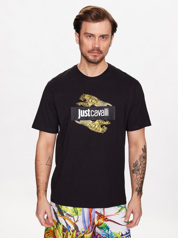 Just Cavalli Just Cavalli T-shirt 74OBHF07 Crna Regular Fit