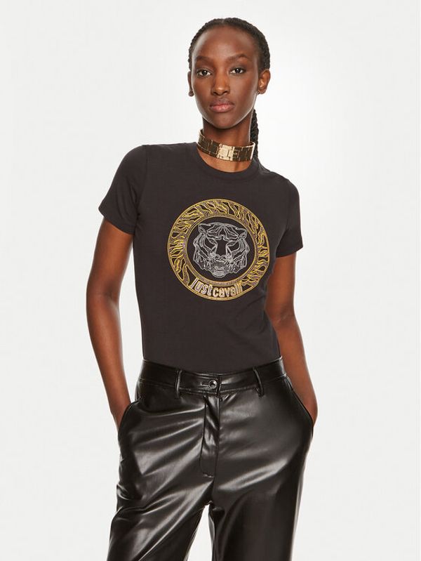 Just Cavalli Just Cavalli T-shirt 76PAHE08 Crna Slim Fit
