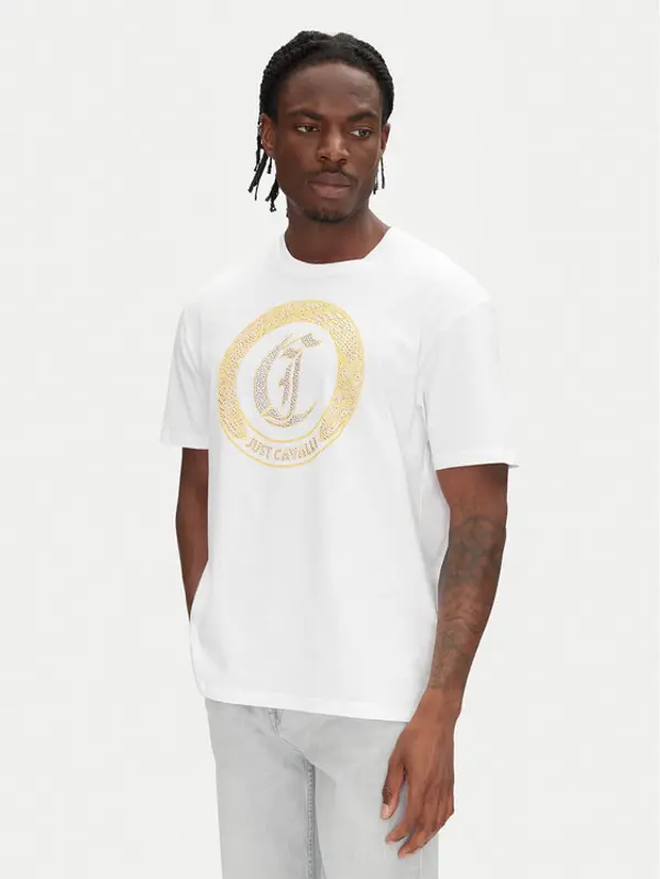 Just Cavalli Just Cavalli T-shirt 78OAHE22 Bijela Regular Fit
