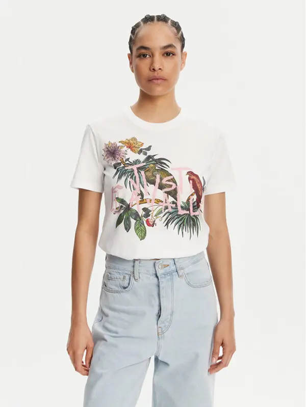 Just Cavalli Just Cavalli T-shirt 78PAHA01 Bijela Regular Fit