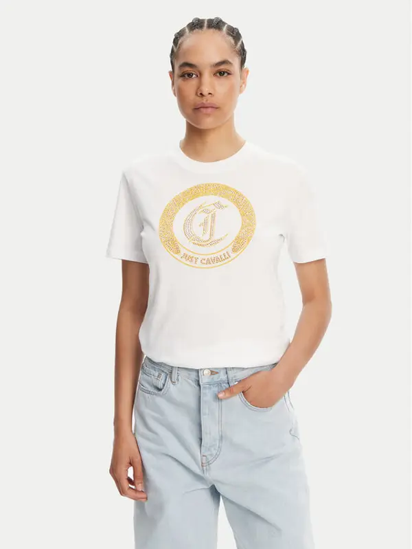 Just Cavalli Just Cavalli T-shirt 78PAHE13 Bijela Regular Fit