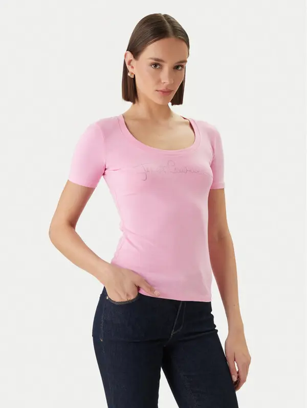 Just Cavalli Just Cavalli T-shirt 80PAHE22 CJ112 Ružičasta Slim Fit