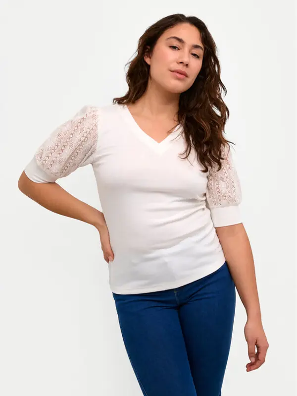 Kaffe Kaffe Majica Melana 10508459 Bijela Slim Fit