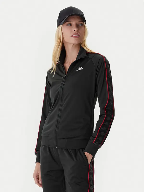 Kappa Kappa Majica dugih rukava 301PSC0 Crna Slim Fit