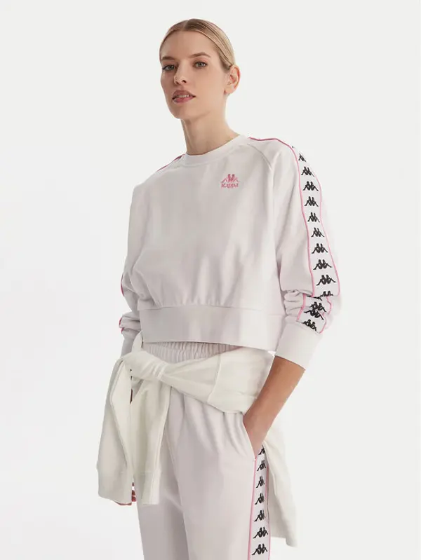 Kappa Kappa Majica dugih rukava Banda Marbella 351S2HW Bijela Oversize