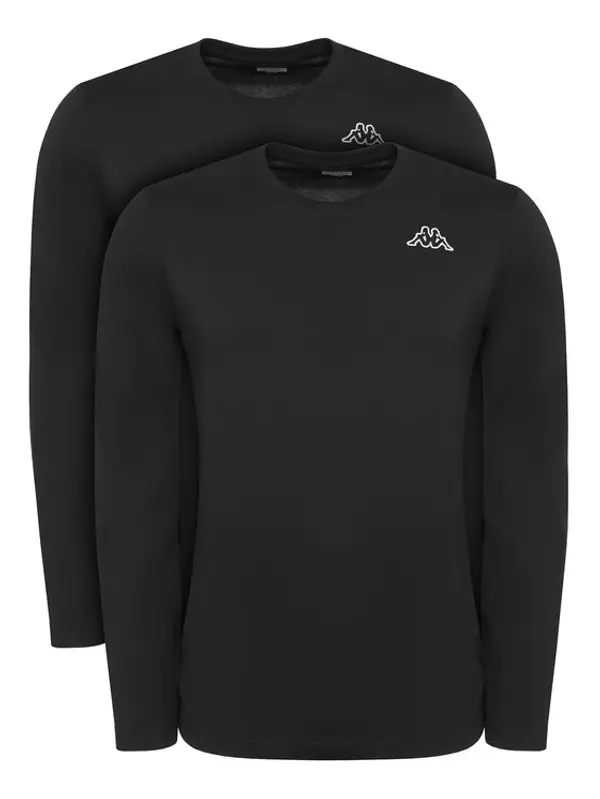 Kappa Kappa Set majica dugih rukava﻿ Logo Saro 37216LW Crna Regular Fit