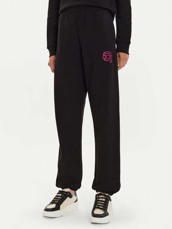 KARL LAGERFELD KARL LAGERFELD Donji dio trenerke 246W1012 Crna Regular Fit