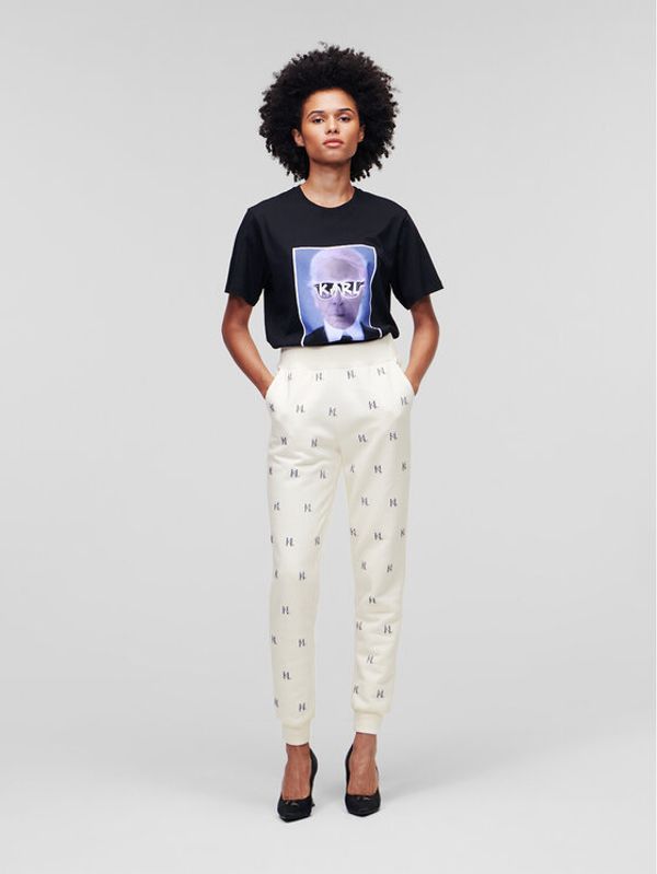 KARL LAGERFELD KARL LAGERFELD Donji dio trenerke Monogram Rhinestone 226W1050 Bež Regular Fit