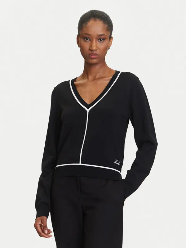 Karl Lagerfeld KARL LAGERFELD Džemper A3W18023 Crna Regular Fit