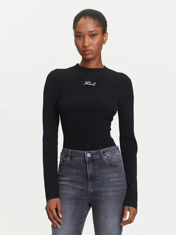 Karl Lagerfeld KARL LAGERFELD Džemper A3W18025 Crna Slim Fit