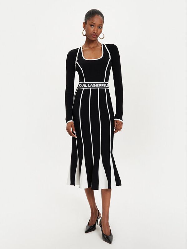 KARL LAGERFELD KARL LAGERFELD Džemper haljina 245W1330 Crna Slim Fit