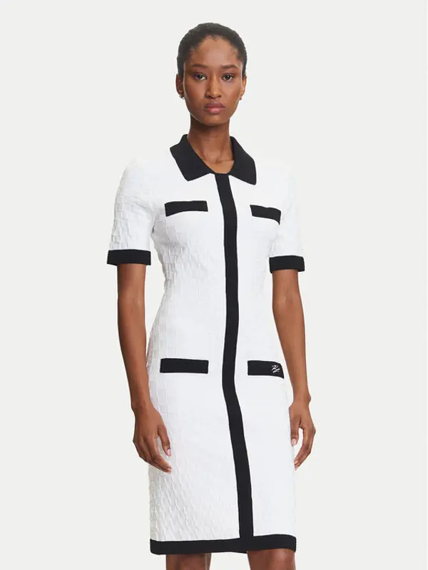 Karl Lagerfeld KARL LAGERFELD Džemper haljina A3W13036 Écru Slim Fit