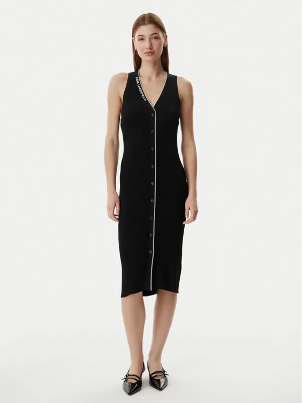 Karl Lagerfeld KARL LAGERFELD Džemper haljina B2W13004 Crna Slim Fit