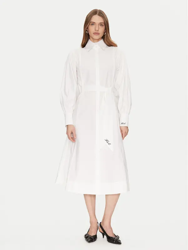 Karl Lagerfeld KARL LAGERFELD Haljina košulja A1W13018 Bijela Regular Fit