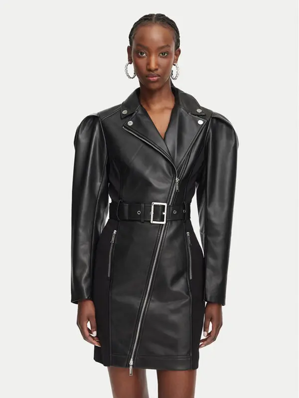 Karl Lagerfeld KARL LAGERFELD Haljina od imitacije kože B3W13001 Crna Regular Fit
