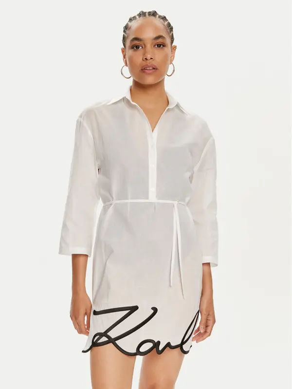 Karl Lagerfeld KARL LAGERFELD Haljina za plažu 240W2205 Bijela Regular Fit