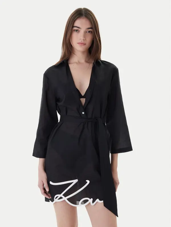 Karl Lagerfeld KARL LAGERFELD Haljina za plažu A2W46075 Crna Regular Fit