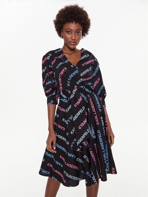 KARL LAGERFELD KARL LAGERFELD Haljina za svaki dan Logo Embroidered 225W1306 Crna Regular Fit