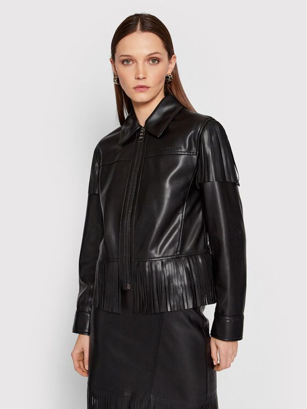 KARL LAGERFELD KARL LAGERFELD Jakna od imitacije kože Fringe 220W1405 Crna Regular Fit